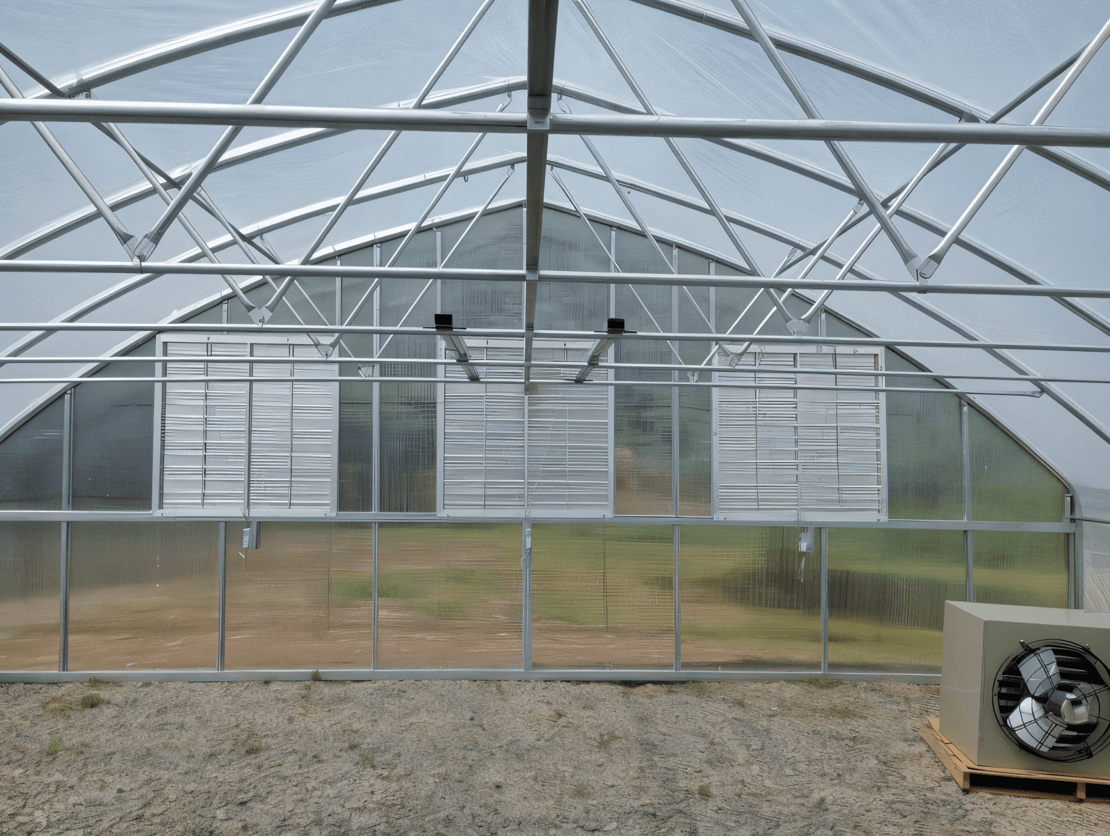 Interior of a modern greenhouse structure.